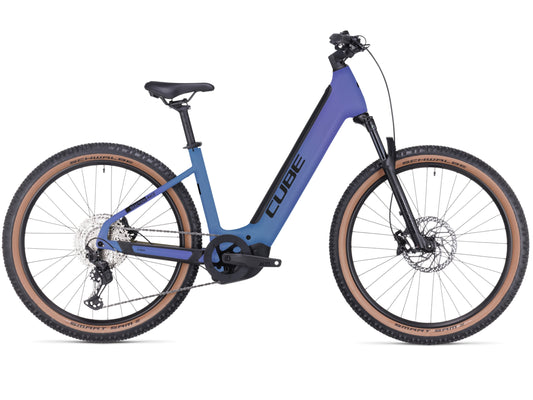 Cube Reaction Hybrid Race 625 Easy Entry eMTB hardtail switchblue n black side profile on Fly Rides