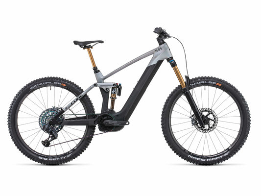 Cube Stereo Hybrid 160 SLT 750 Prizmsilver and Carbon profile on Fly Rides