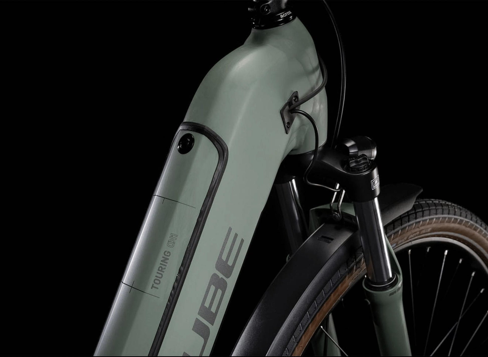 Cube Touring Hybrid ONE 500 electric bike frame and fork closeup on Fly Rides