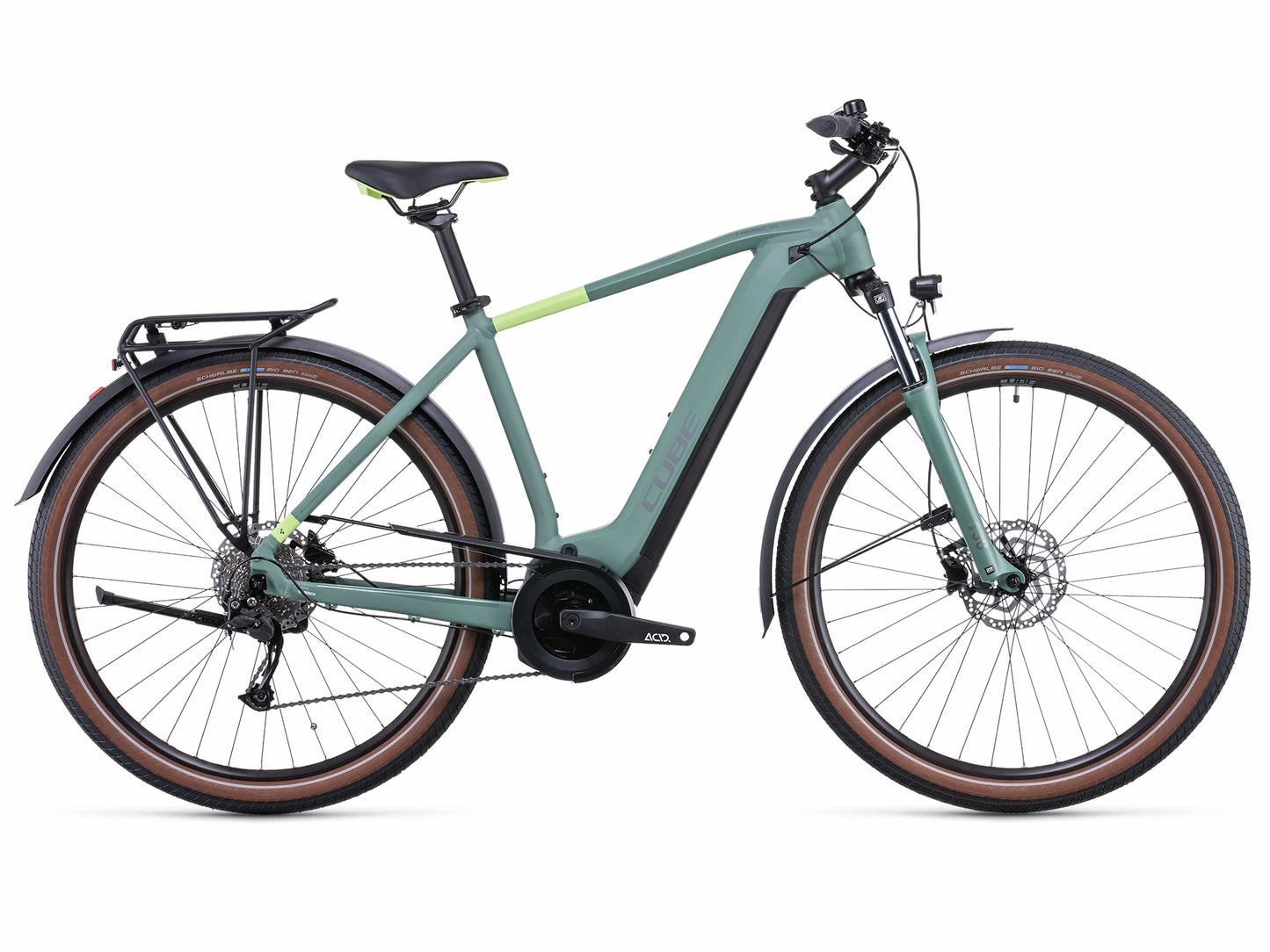 Cube Touring Hybrid ONE 500 electric bike green and sharpgreen profile on Fly Rides
