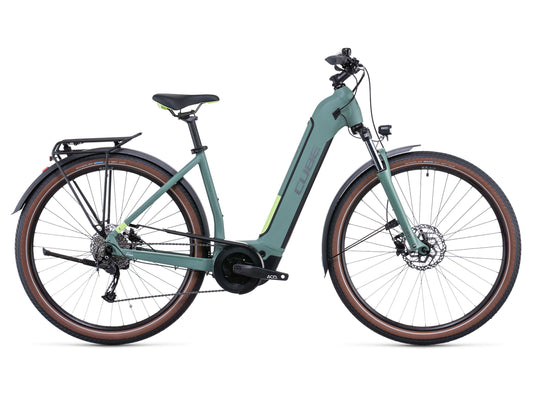 Cube Touring Hybrid ONE 500 Easy Entry eBike green and sharp green profile image on fly rides