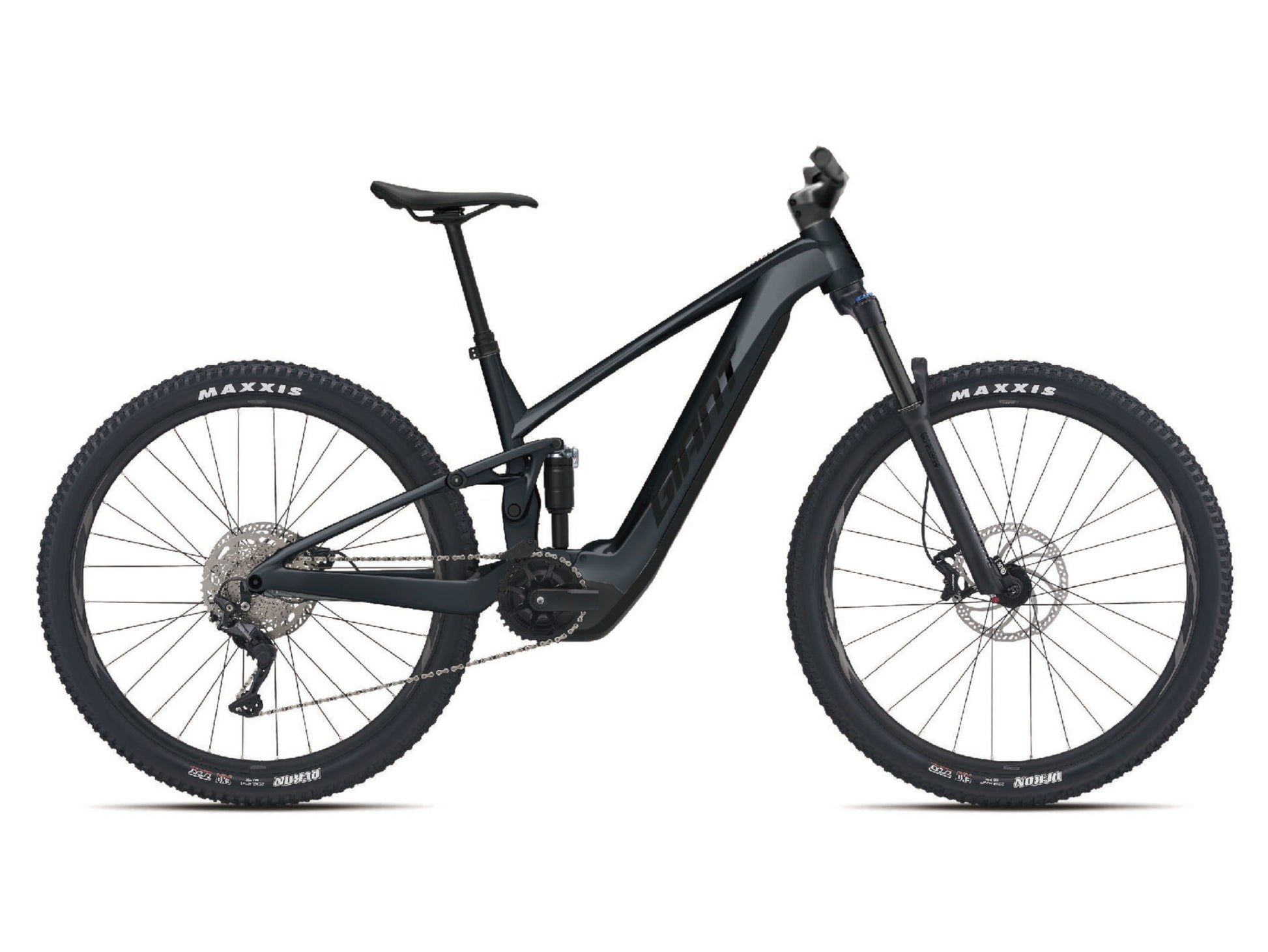 Giant Stance E+ 1 eMTB full suspension Cold iron side profile on fly rides