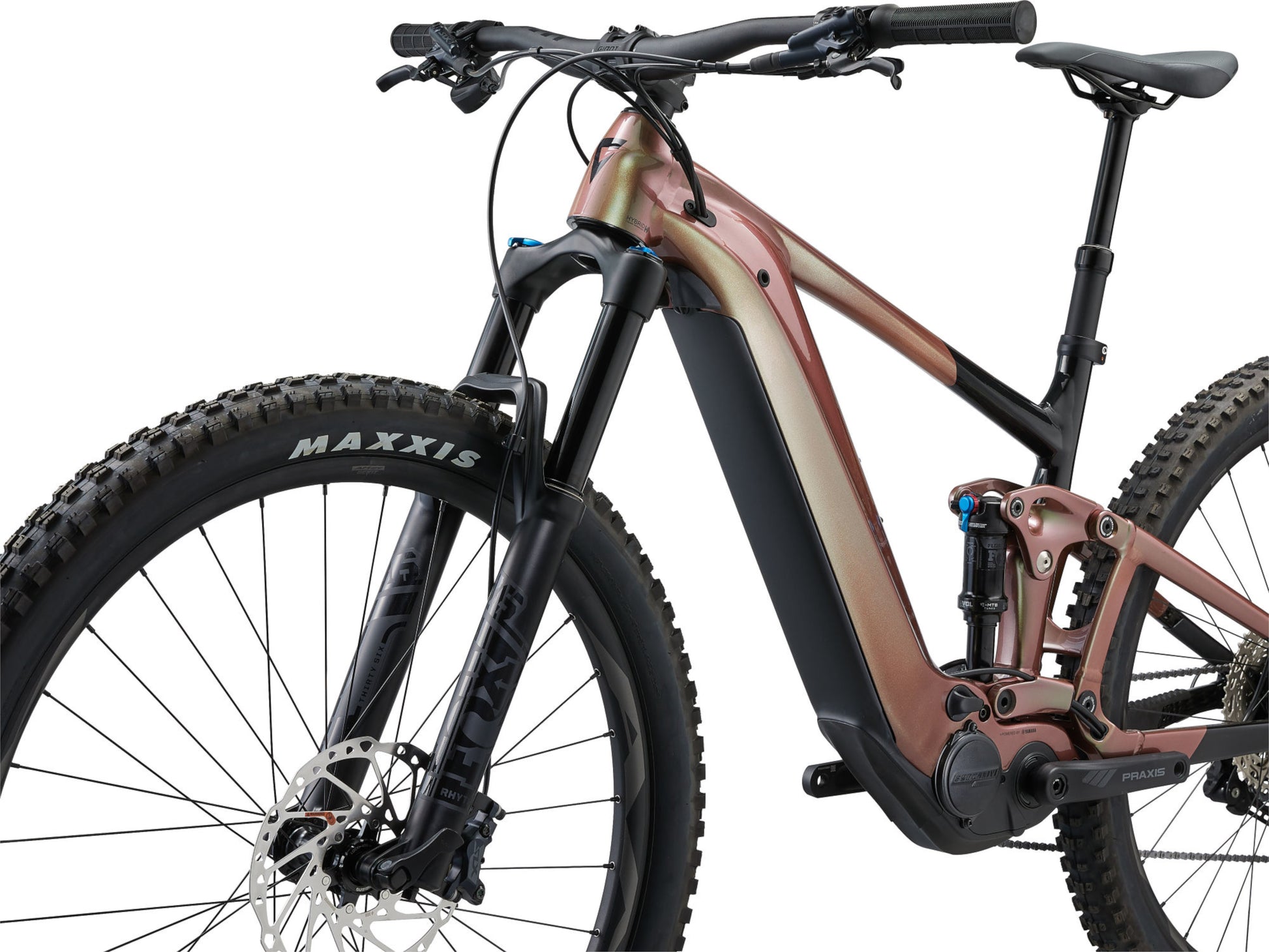 Giant Trance X E+ 2 Pro 29 eMTB full suspension Messier front left side profile on fly rides