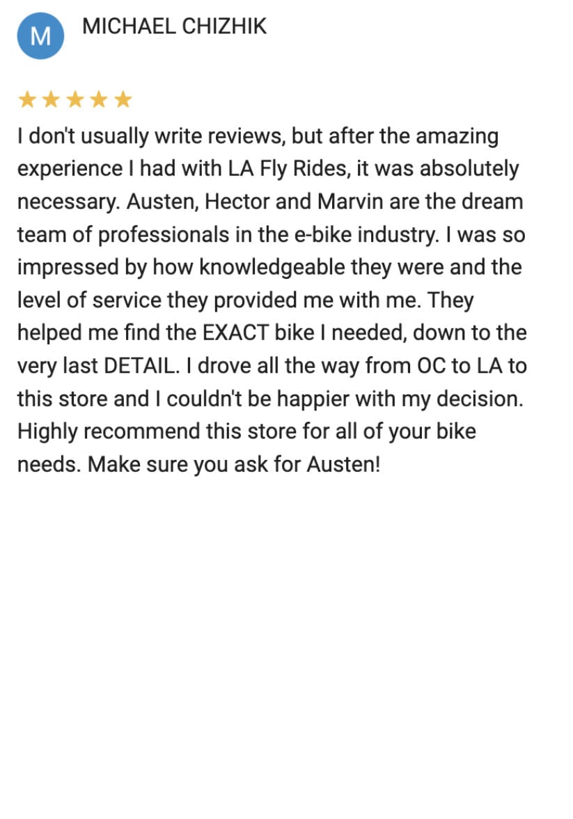 Michael LA Fly Rides Customer Review