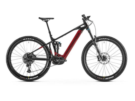 Mondraker Crafty R electric mountain bike black and cherry profile on white background on Fly Rides