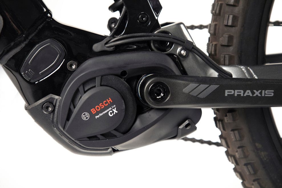 Niner WFO e9 eMountain Bike close up image of Bosch motor on Fly Rides