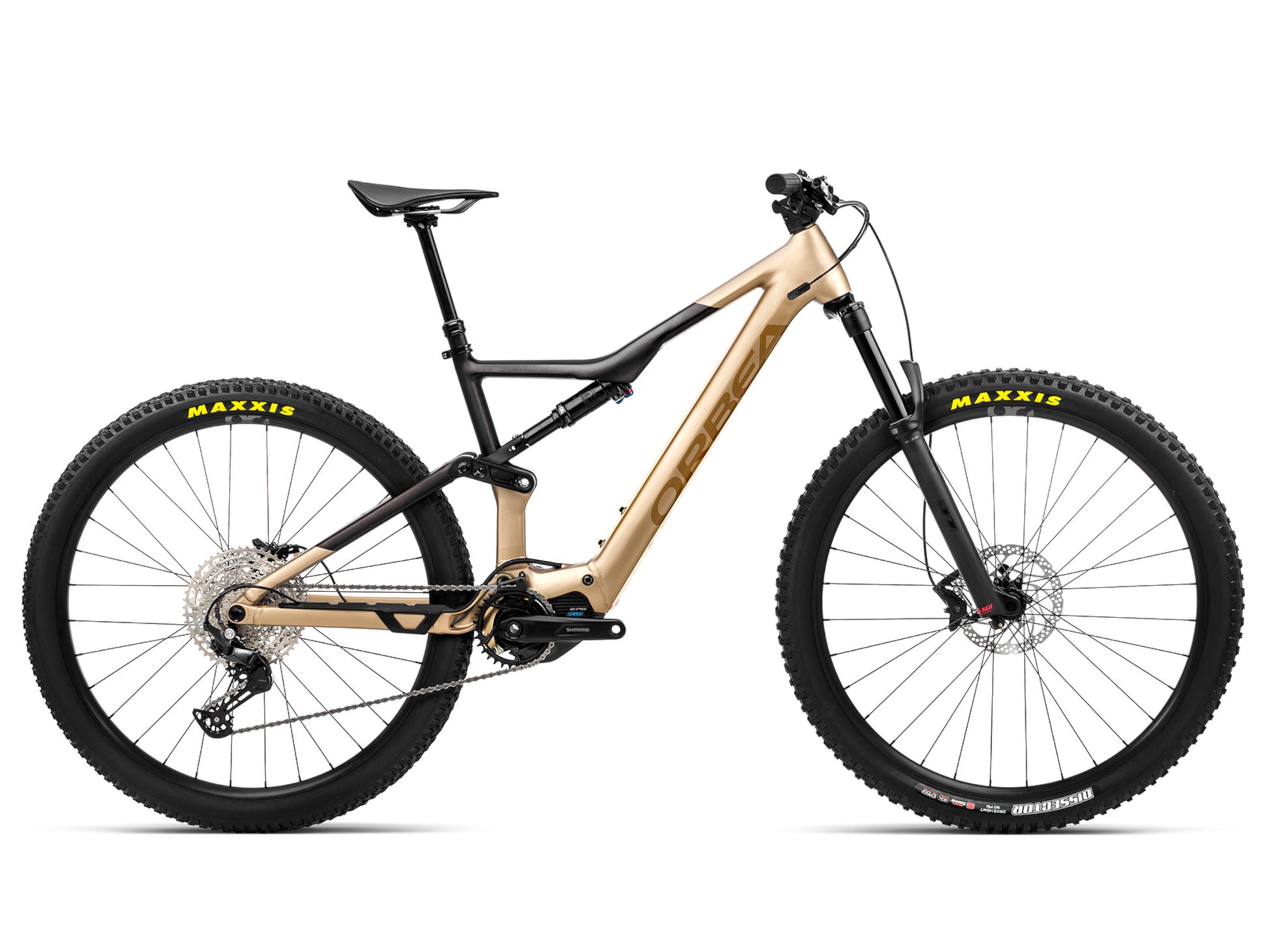 Orbea Rise H30 eMTB full suspension Baobab cosmic brown side profile on Fly Rides
