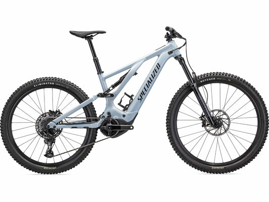Specialized Turbo Levo emtb ice blue black side profile on Fly Rides