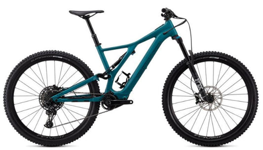 Specialized Turbo Levo SL Comp emtb full suspension dusty turquoise side view on Fly Rides