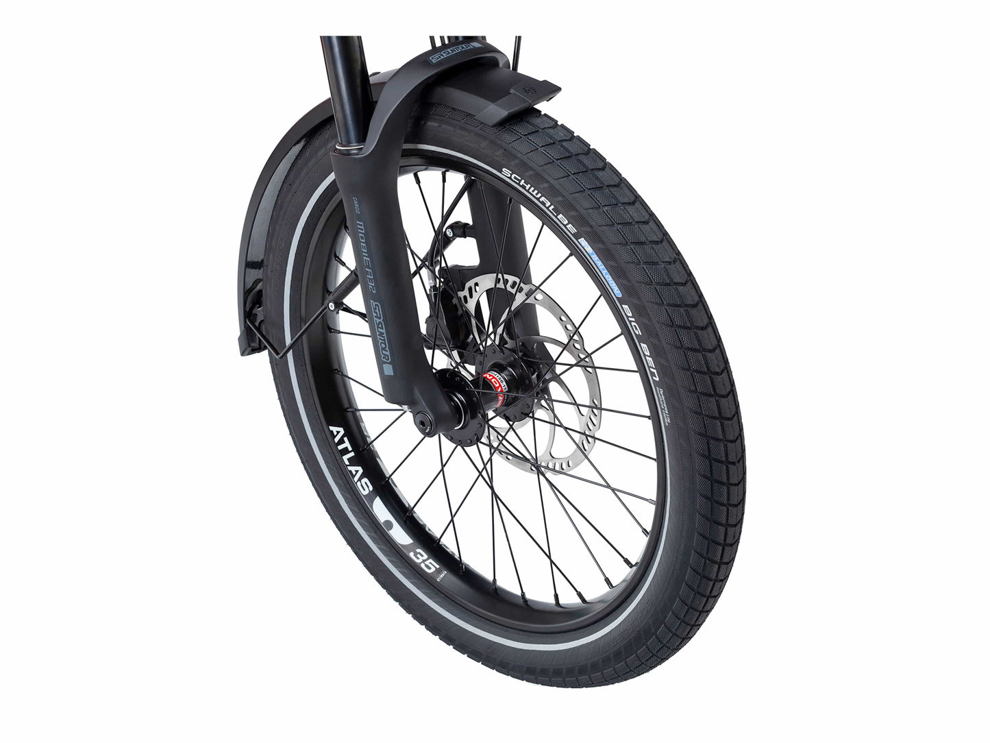 Tern HSD S8i electric bike tundra close up front wheel fork